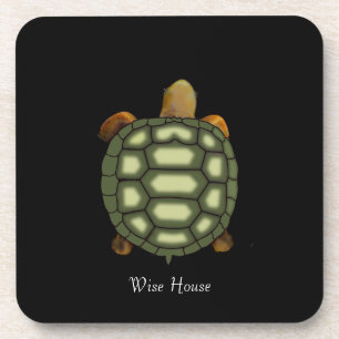 Dessous-de-verre Tortue verte magnifique sur fond noir