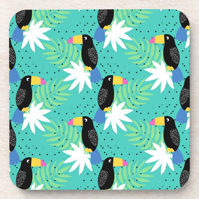 Dessous-de-verre Toucans sur Teal (Devant)