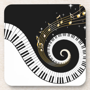Dessous-de-verre Touches de piano et notes d'or Stickers