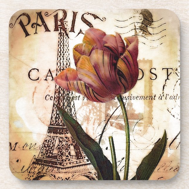 Dessous-de-verre Tour Eiffel et tulipe (Devant)