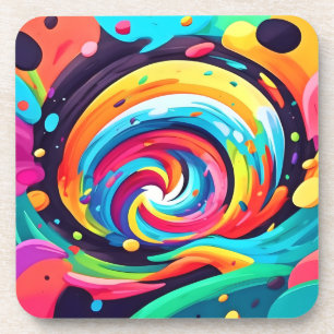 Dessous-de-verre Tourbillon vibrant de couleurs d'art abstrait