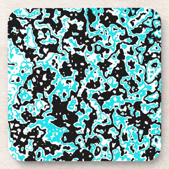 Dessous-de-verre Tourbillons cyan et noir (Devant)
