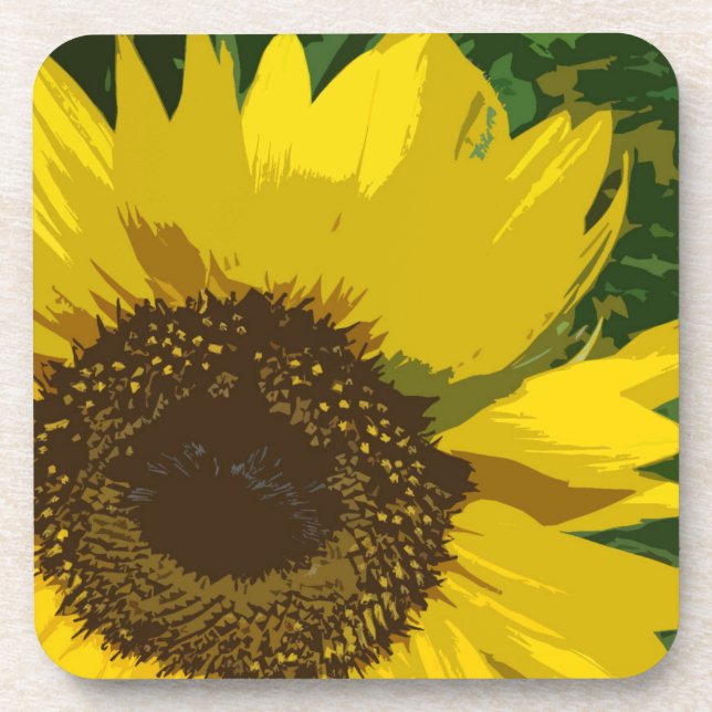 Dessous-de-verre Tournesol Artistique Grand Fleur Jaune Florale (Devant)