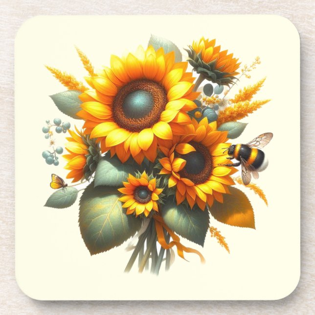 Dessous-de-verre Tournesol Daisy Floral  (Devant)