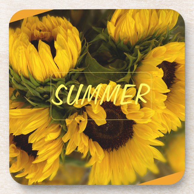 Dessous-de-verre Tournesol doré Chaud Personnalisé (Devant)