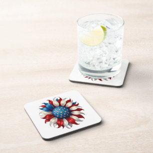 Dessous-de-verre Tournesol Drapeau Américain 4 Juillet