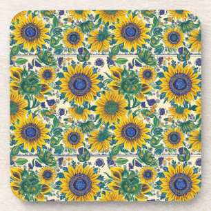 Dessous-de-verre Tournesols. Motif d'art populaire ukrainien Petrik