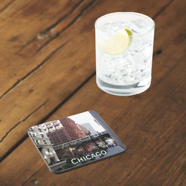 Dessous-de-verre Train à boucle élevé de Chicago (In Situ)