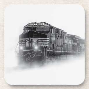 Dessous-de-verre Trains de train noir et blanc