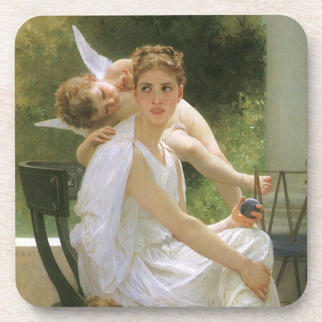 Dessous-de-verre Travail interrompu par Bouguereau, Portrait d'ange (Devant)