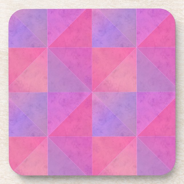 Dessous-de-verre Triangels roses et violets Modernes Aquarelles (Devant)