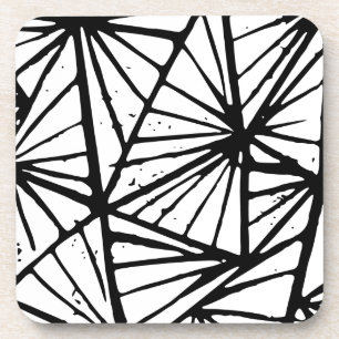 Dessous-de-verre Triangles Abstraits noir et blanc Coupe Lino