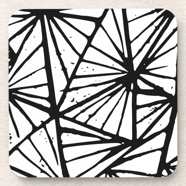 Dessous-de-verre Triangles Abstraits noir et blanc Coupe Lino (Devant)