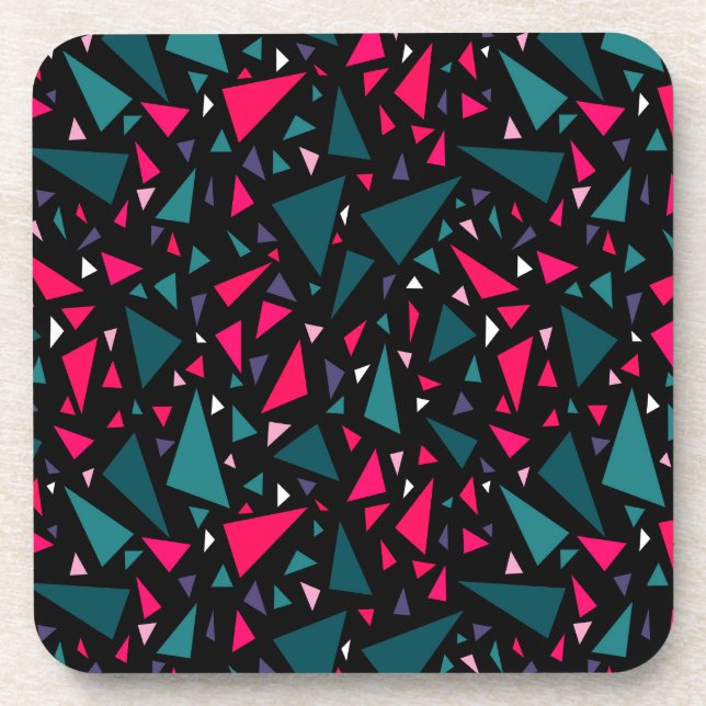 Dessous-de-verre Triangles bleu écarlate couleurs sur arrière - pla (Devant)