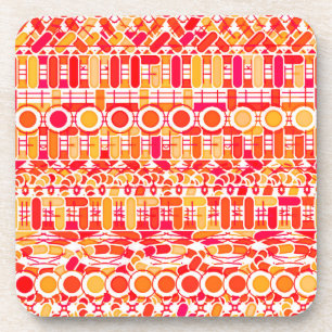 Dessous-de-verre Tribal Batik - corail orange et corail rose
