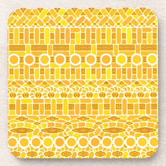 Dessous-de-verre Tribal Batik - moutarde or et orange (Devant)