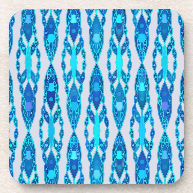 Dessous-de-verre Tribal Batik - Sapphire Blue et Silver Grey (Devant)