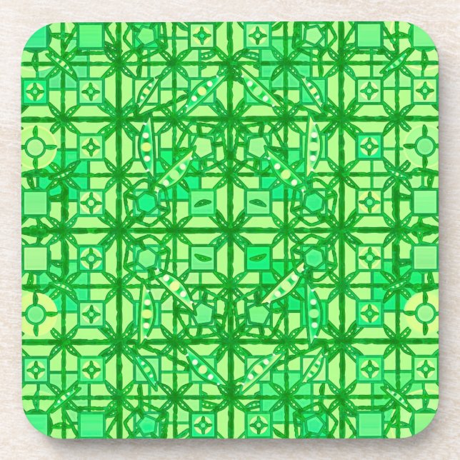 Dessous-de-verre Tribal Batik - tons verts (Devant)