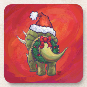Dessous-de-verre Tricératops Noël En Rouge