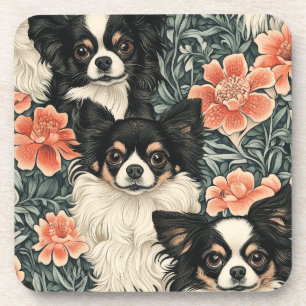 Dessous-de-verre Tricolor Chihuahuas William Morris Style Floral