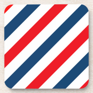 Dessous-de-verre Tricolor Diagonal Stripes (bleu, blanc et rouge)