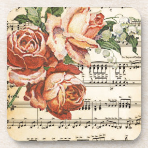 Dessous-de-verre Trio et musique Rose vintage