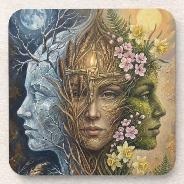 Dessous-de-verre Triple Goddess Winter to Spring Imbolc Fantasy Art (Devant)