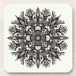 Dessous-de-verre Trippy black and white cool psychedelic mandala