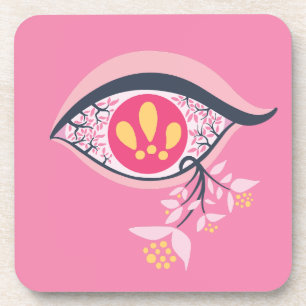 Dessous-de-verre Trippy Psychedelic yeux rose floral Pastel Goth