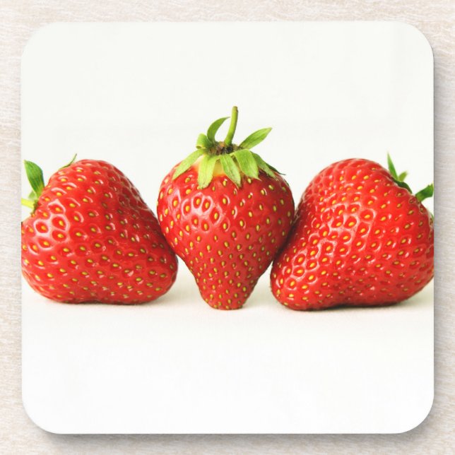 Dessous-de-verre Trois Fraises Sur La Castérèse Blanche (Devant)