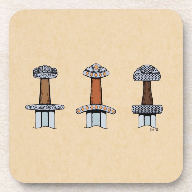 Dessous-de-verre Trois Hillets d'épée viking (Devant)