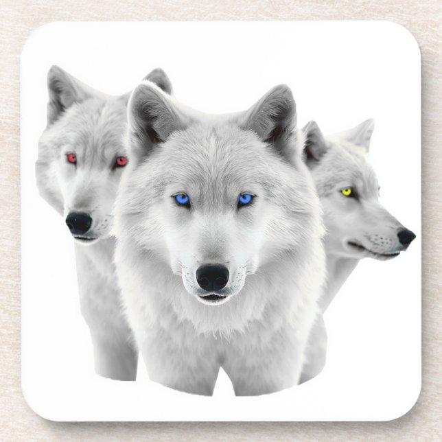 Dessous-de-verre Trois Loups blancs (Devant)