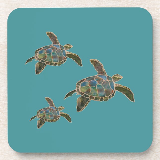 Dessous de verre - trois tortues nageant (Devant)