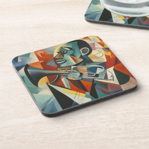 Dessous-de-verre Trompettiste de jazz cubiste abstrait