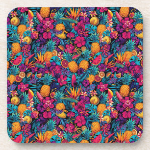 Dessous-de-verre Tropical Fleurs de Fruit Néon Set de Sous-verres -