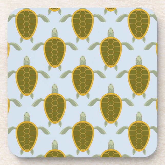Dessous-de-verre Troupeau de motif de tortues de mer (Devant)