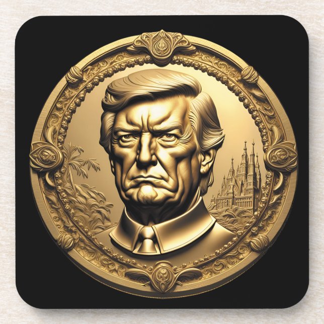 Dessous-de-verre TRUMP CGI Collectif Gold Art-Coin Doubloon (Devant)