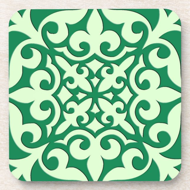 Dessous-de-verre Tuile marocaine - émeraude et vert clair (Devant)