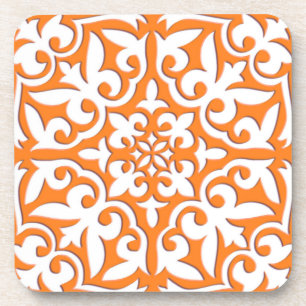 Dessous-de-verre Tuile marocaine - orange et blanc de corail