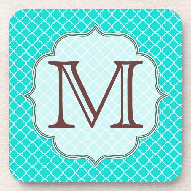 Dessous-de-verre Turquoise Quarterfoil Latti Monogramme Dessous de  (Devant)