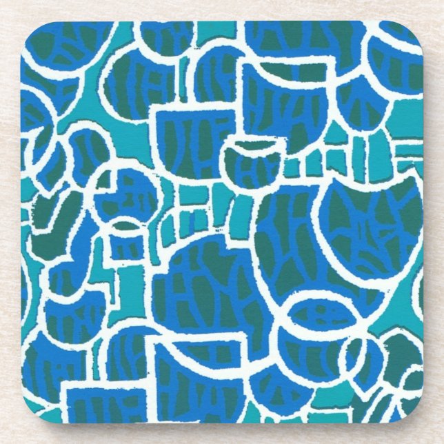 Dessous de verre turquoise, vert, à dossier bleu l (Devant)