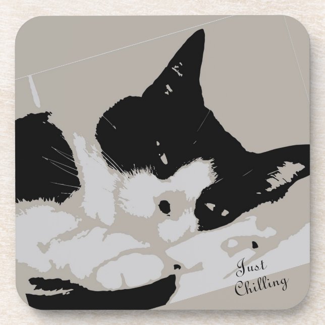 Dessous-de-verre Tuxedo Chilling de chat (Devant)