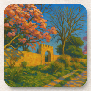 Dessous-de-verre Twin Blossoms - Peinture sur le chemin de jardin p