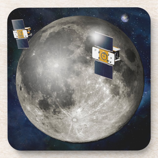 Dessous-de-verre Twin Grail Spacecraft Orbitant La Lune. (Devant)