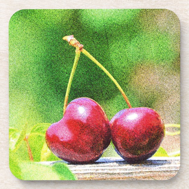Dessous-de-verre "Two Cherries Fruit" Belle Photo. Commandez dès ma (Devant)
