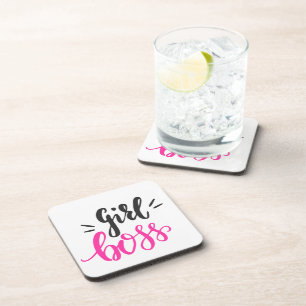 Dessous-de-verre Typographie Boss de marque personnalisée Pink Noir