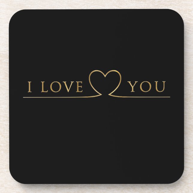 Dessous-de-verre Typographie dorée I Love You (Devant)