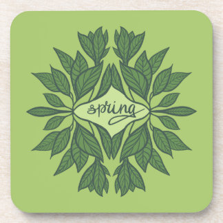 Dessous-de-verre Typographie esthétique Feuille du printemps vert