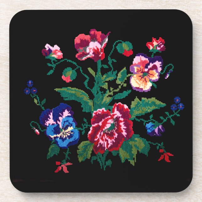 Dessous-de-verre Ukrainian traditional vushuvanka folk art pattern (Devant)