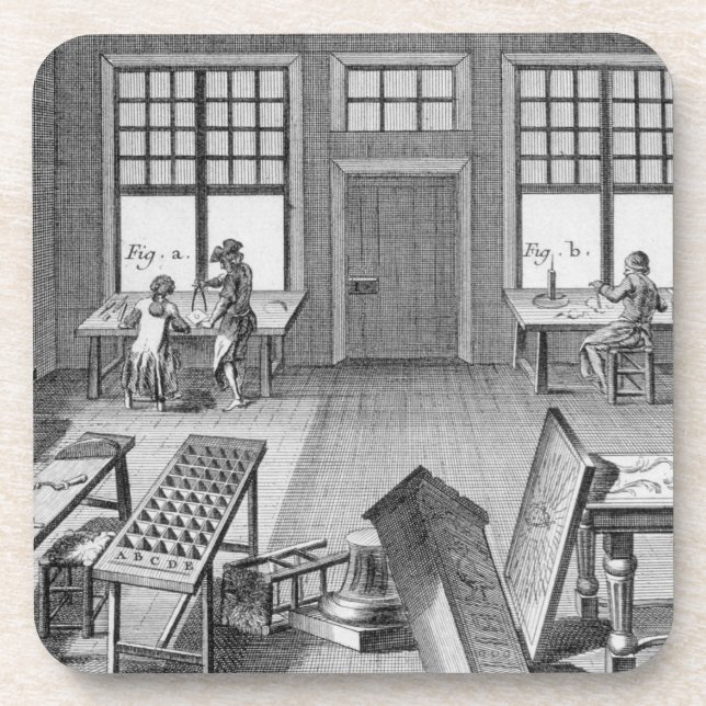 Dessous-de-verre Un atelier des inlayer de meubles, du 'Encyclop (Devant)